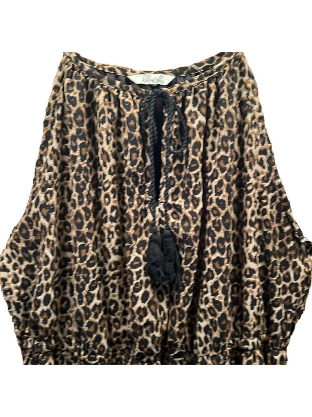 Blush Leopard Print Dress, SZ 3X, PTP 25”, F. length 47”, B 55”, black lined - Picture 3 of 9